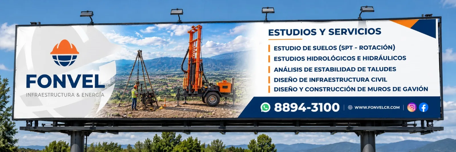 Rótulo publicitario de Fonvel diseñado por FlowLab
